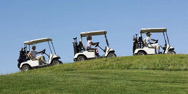 Cartas lined up on  a hill